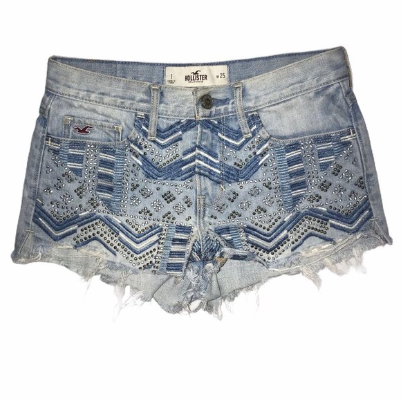 Hollister Pants - Hollister Embellished Distressed Raw Shorts 1 25